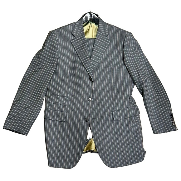 Alfred Dunhill London Pinstripe Wool Suit Made in Italy - Size 42R - Picture 1 of 13